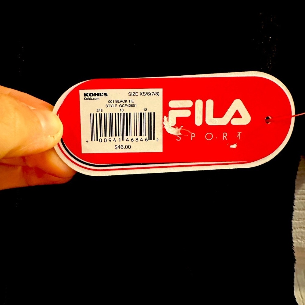 Girls black FILA jacket with pink letters